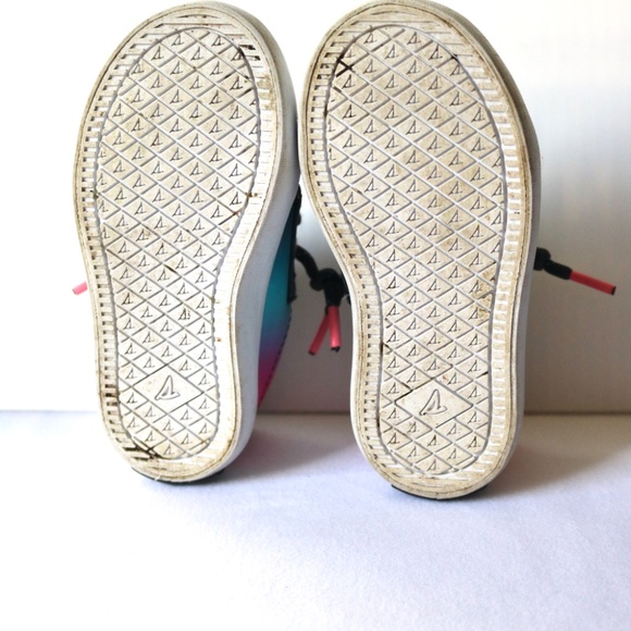 SPERRY Baby Infant Boat Shoes Canvas Laces Blue Pink Ombre 5 months - Picture 10 of 14